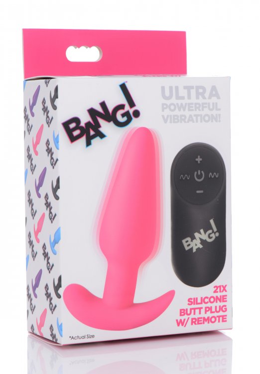 Remote Control 21x Silicone Butt Plug Vibrator Pink Toy > Anal Range > Vibrating Butt Plugs