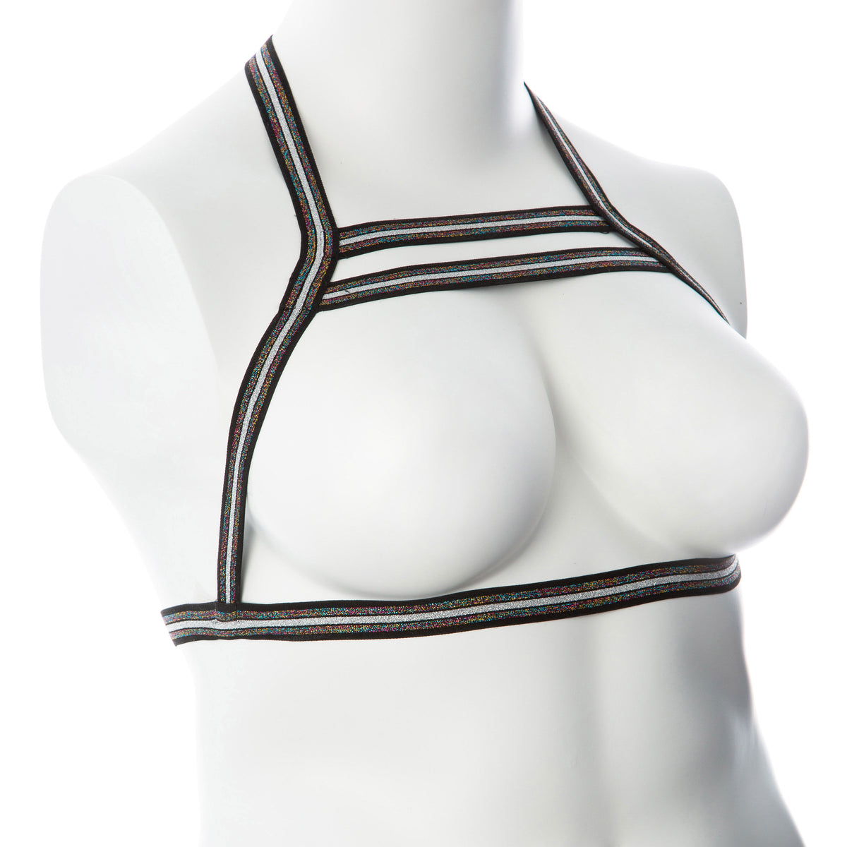 Gender Fluid Silver Lining Metallic Body Harness Large Size > Clothes > Womens Harnesses