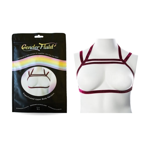 Gender Fluid Sugar Coated Harness L-XXL Metallic Raspberry Stretch Chest Harness > Clothes > Womens Harnesses Main image