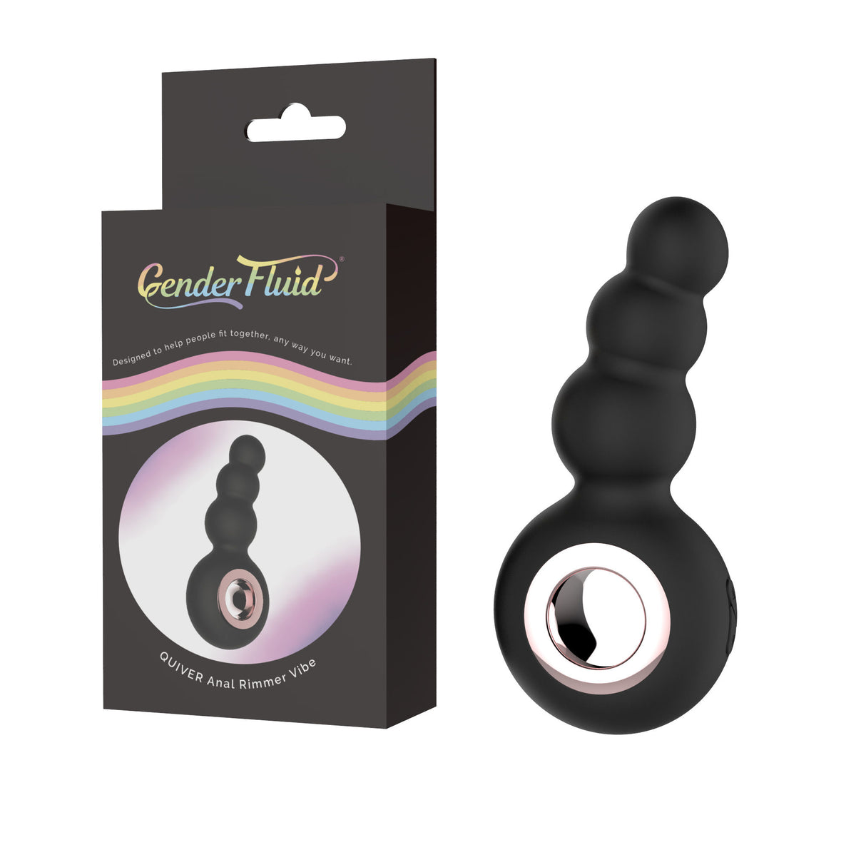 Gender Fluid Quiver Anal Ring Vibrator Black Silicone Toy Black Butt Plugs - Vibrating