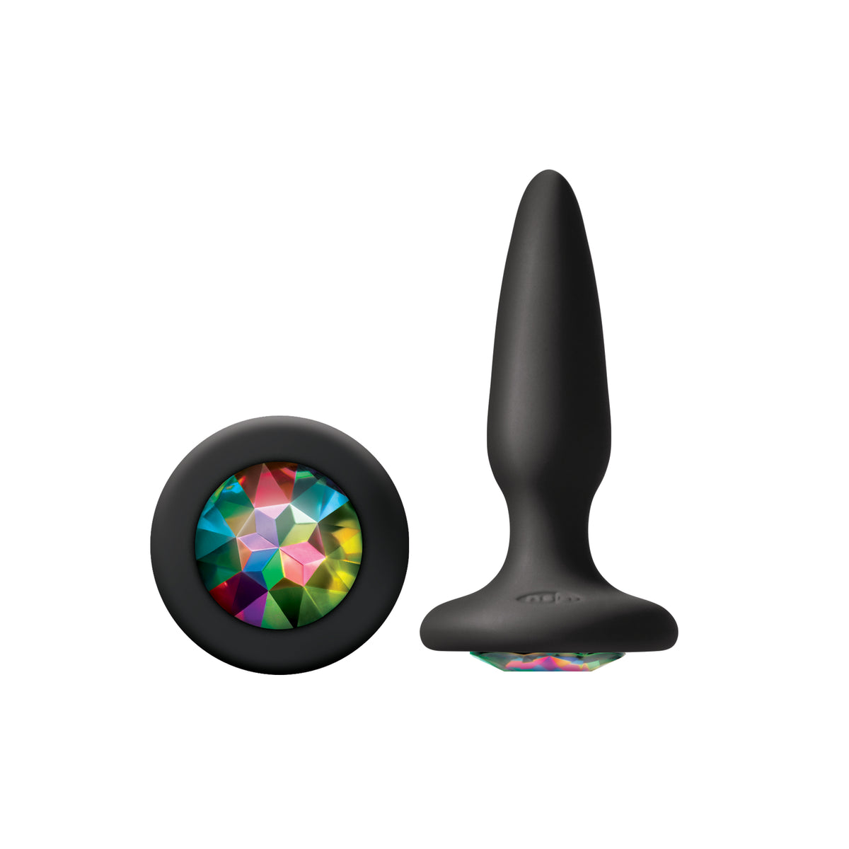 Glams Mini 8.4 cm Butt Plug with Sparkling Gem - Black > Anal Range > Jewel Butt Plugs
