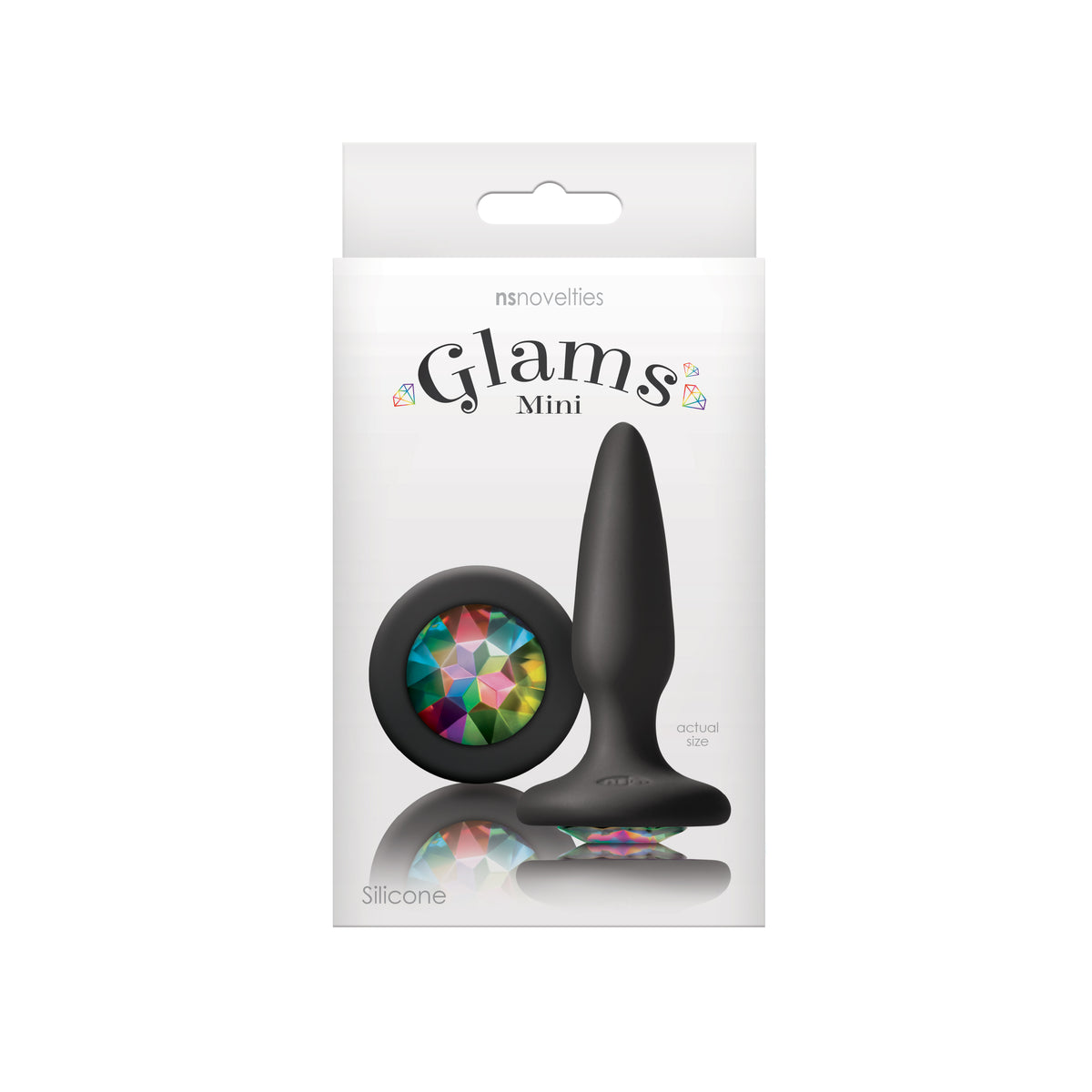 Glams Mini 8.4 cm Butt Plug with Sparkling Gem - Black > Anal Range > Jewel Butt Plugs