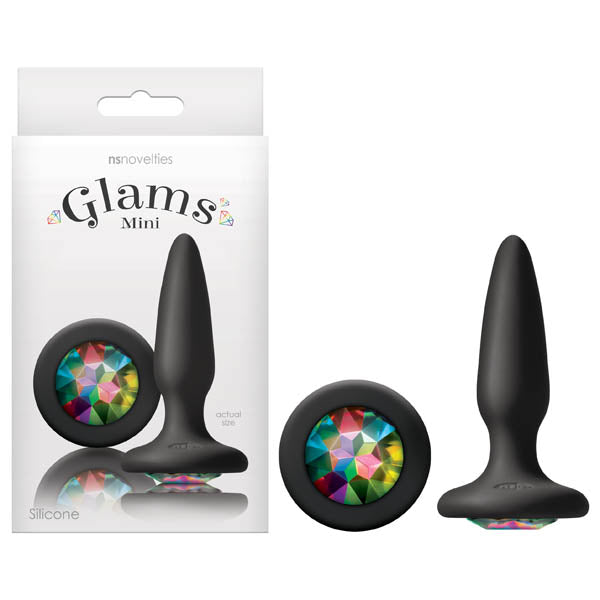 Glams Mini 8.4 cm Butt Plug with Sparkling Gem - Black > Anal Range > Jewel Butt Plugs