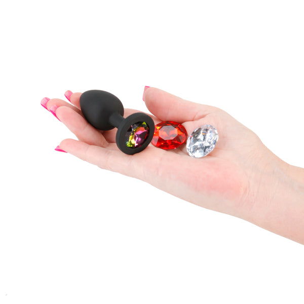 Glams Xchange Small 2.76 Inch Silicone Butt Plug with Interchangeable Gems > Anal Range > Jewel Butt Plugs