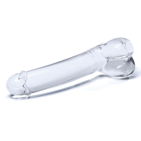 Glas 7 Inch Realistic Curved G-Spot Dildo with Ribbed Tip DONGS Glass