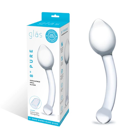 Glas Pure Indulgence 8 Inch Anal Slider with Curved Flared Head Prostate Stimulator > Glass > Toys