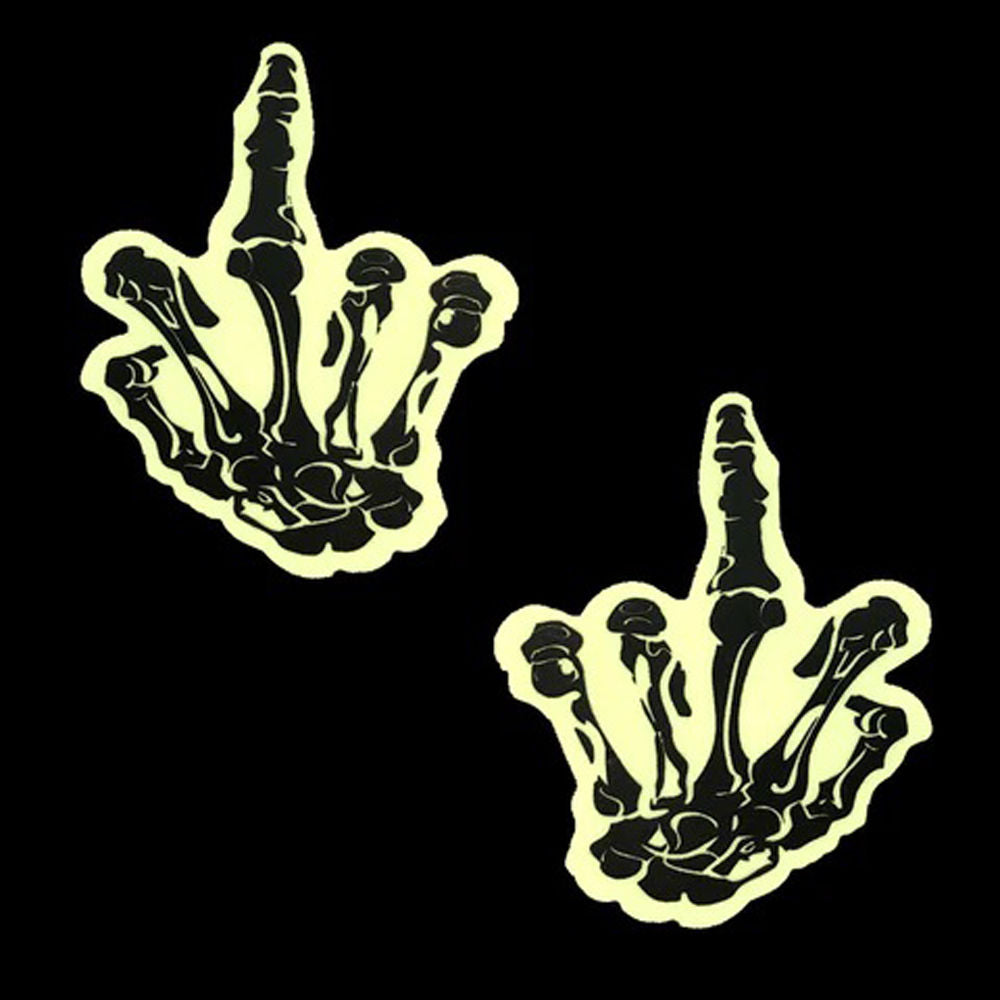 Glow In The Dark Skeleton Hand Nipple Cover Pasties Set > Clothes > Pasties