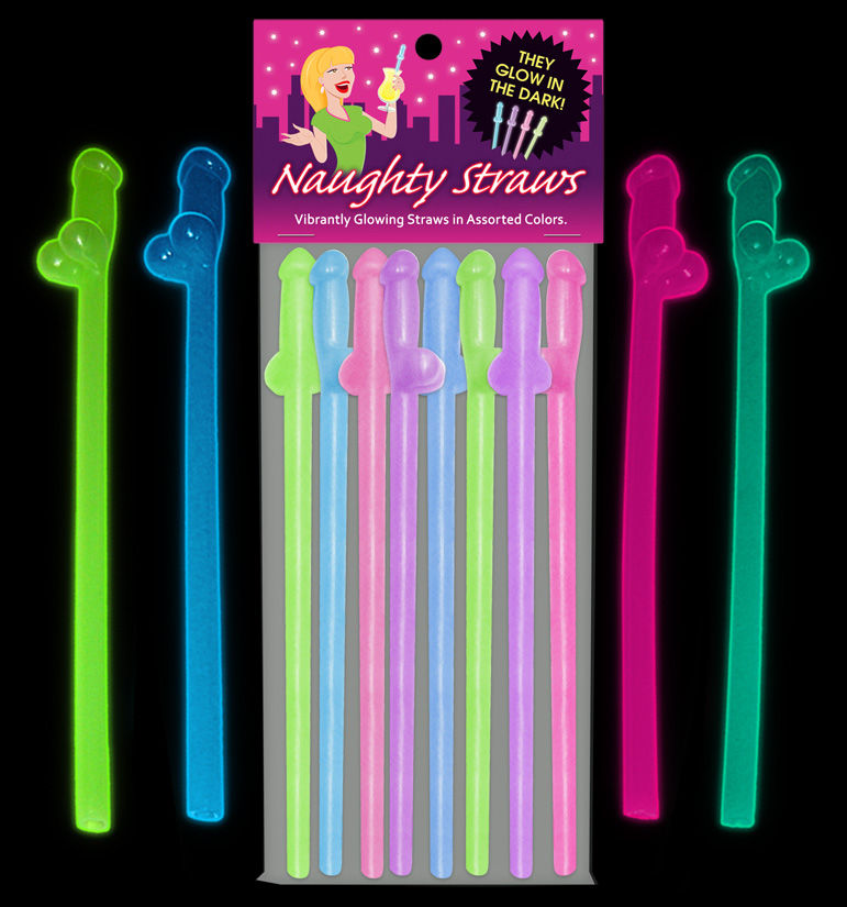 Glow in the Dark Naughty Straws Party Drinking Straws Set > Novelties > Bachelor & Bachelorette Items