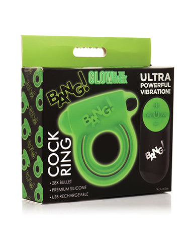 Glow in the Dark Vibrating Cock Ring with 28 Patterns Green Cock Rings Vibrating