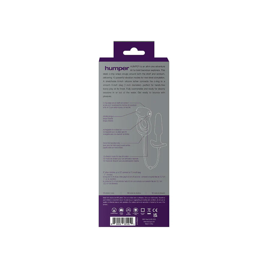 Humper Rechargeable Dual C-Ring With Anal Plug (Black) – Waterproof Silicone C-Ring and 5-Inch Anal Plug > Cock Ring > Vibrating