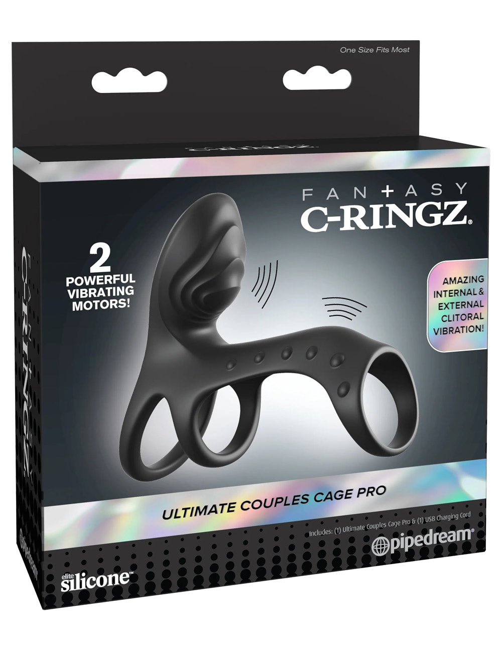 Fantasy C-Ringz Ultimate Couples Cage Pro (Black) – Dual-Motor Cock Ring Black > Bondage Gear > Male Chastity