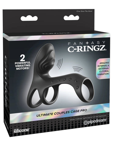 Fantasy C-Ringz Ultimate Couples Cage Pro (Black) – Dual-Motor Cock Ring Black > Bondage Gear > Male Chastity