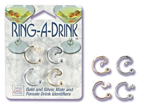 Gold and Silver Male Female Drink Identifier Rings for Barware Gag Gifts & Novelties