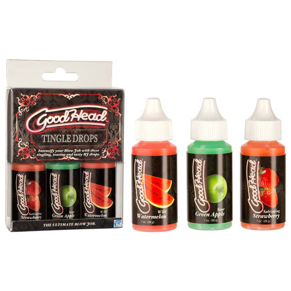 Goodhead Tingle Drops Strawberry Apple Watermelon 3 Piece Set 29ml ea > Lube > Oral Gels & Sprays