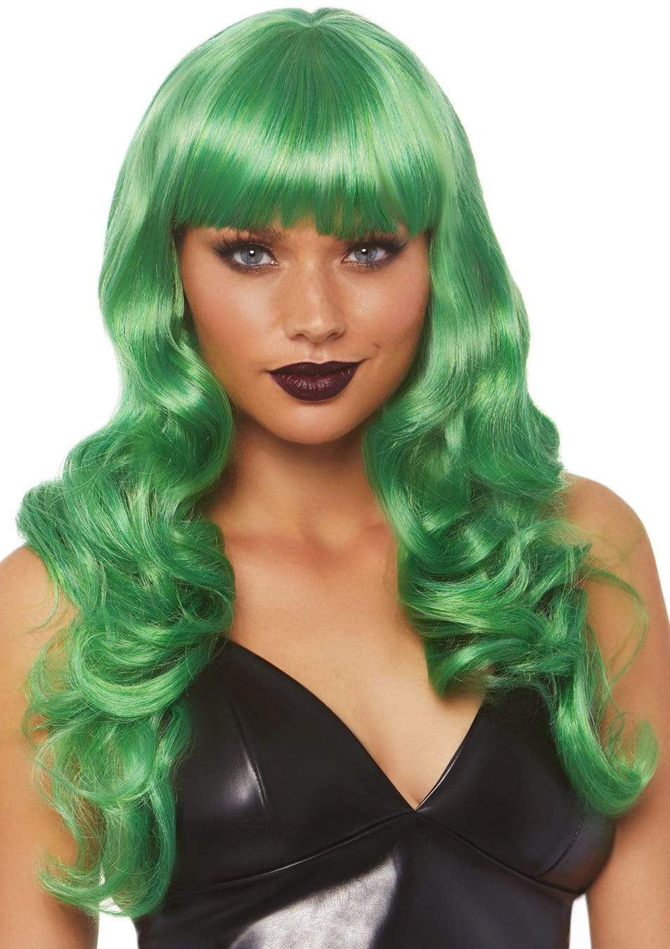 Green Long Wavy Bang Wig 24 Inch Synthetic Hair Accessory > Clothes > Wigs
