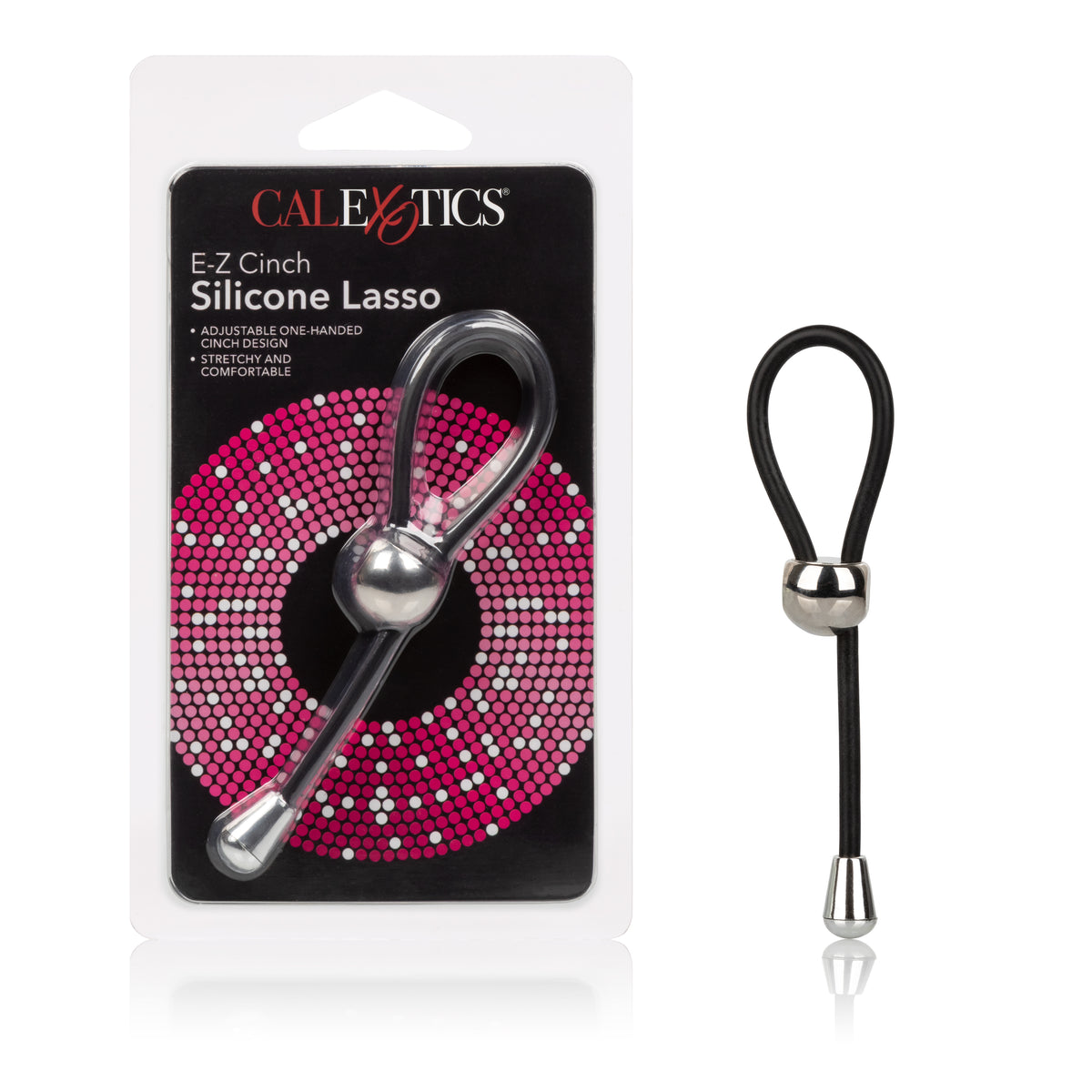 E-Z Cinch Silicone Lasso Adjustable Stretchy Pleasure Ring with Tightening Bead in Black > Cock Ring > Adjustable