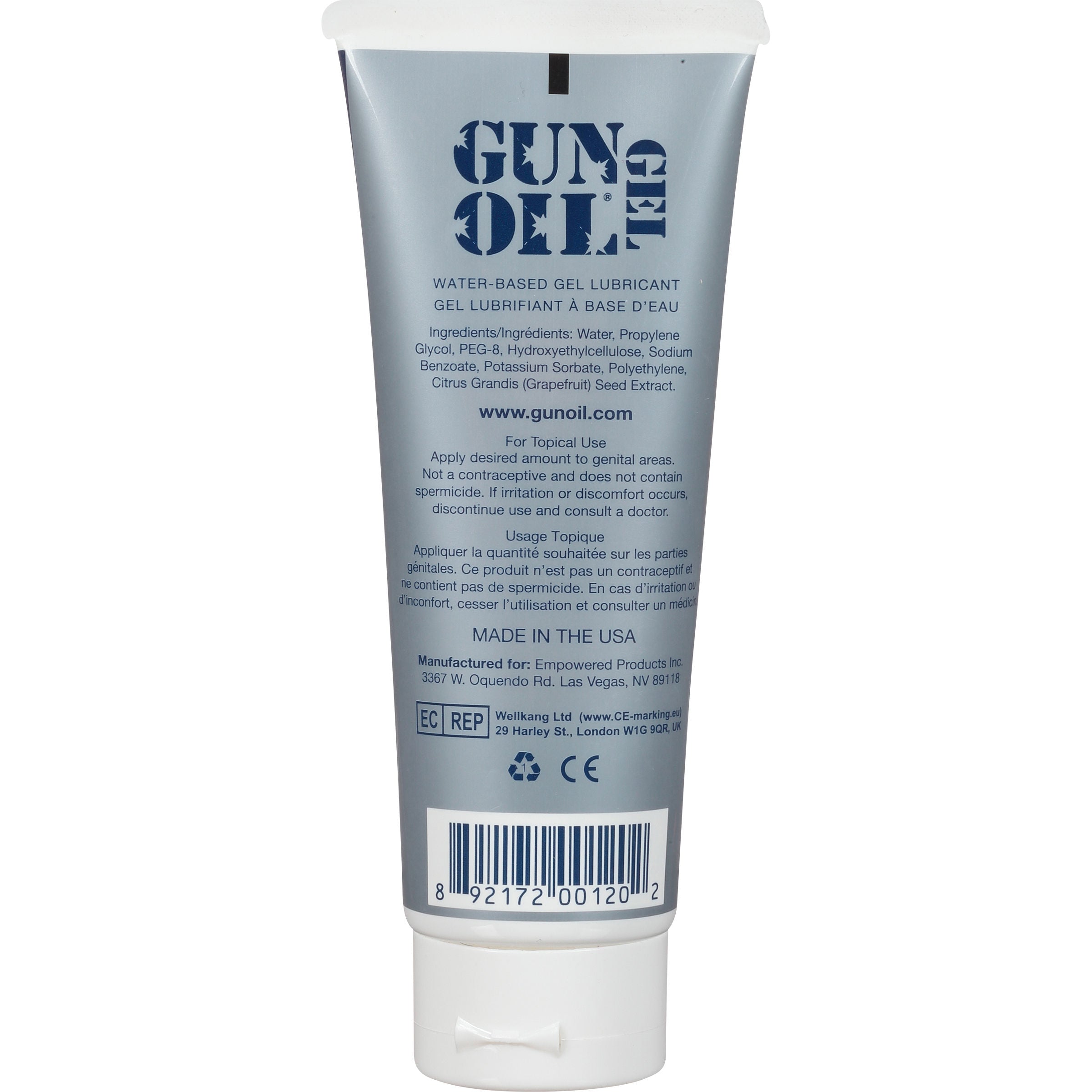 Gun Oil H20 Water-Based Lubricant Gel 3.3 Oz Tube for Adults Speciality Lubricants