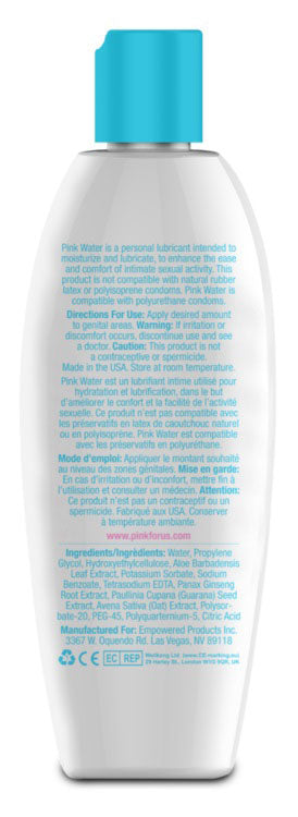 Pink Water Water-Based Lubricant 8 Oz Bottle Personal Lubricant > Lube > Water Based