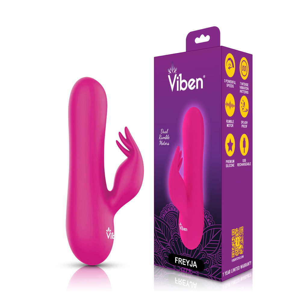 Freyja Mini Triple Ticklers Rabbit Vibe - Hot Pink VIBRATORS-RABBIT
