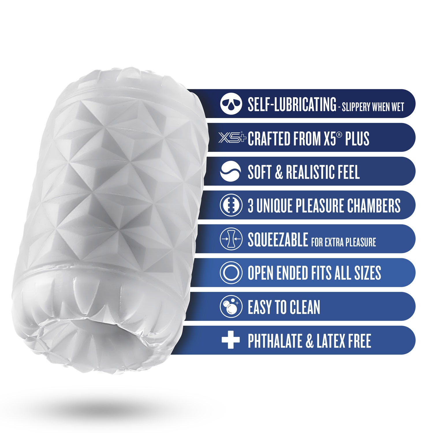 Rize Reakt (White) – Self-Lubricating Male Masturbation Stroker Strokers - Manual