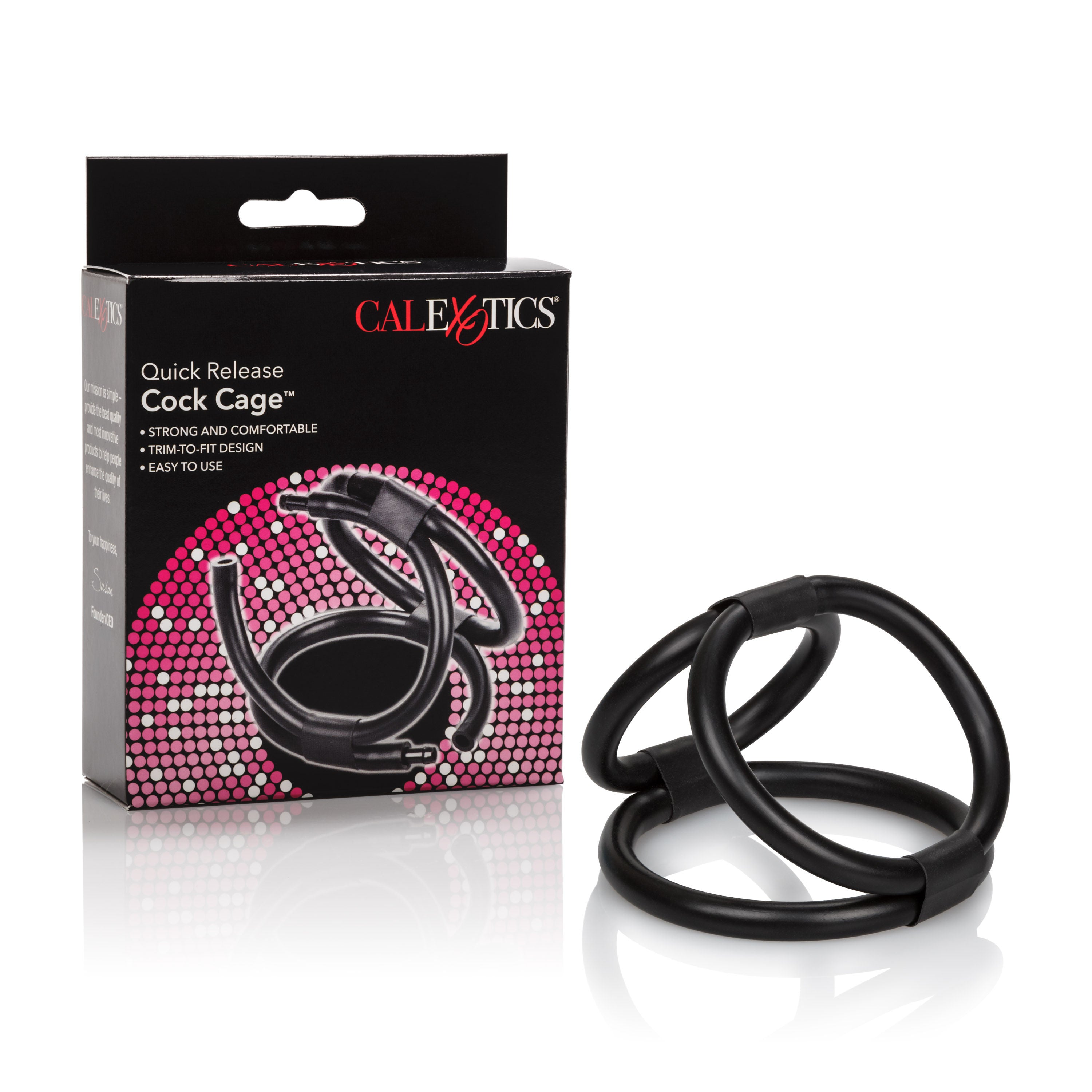 Quick Release Cock Cage With Trim-To-Fit Erection Enhancer Rings Black Cages