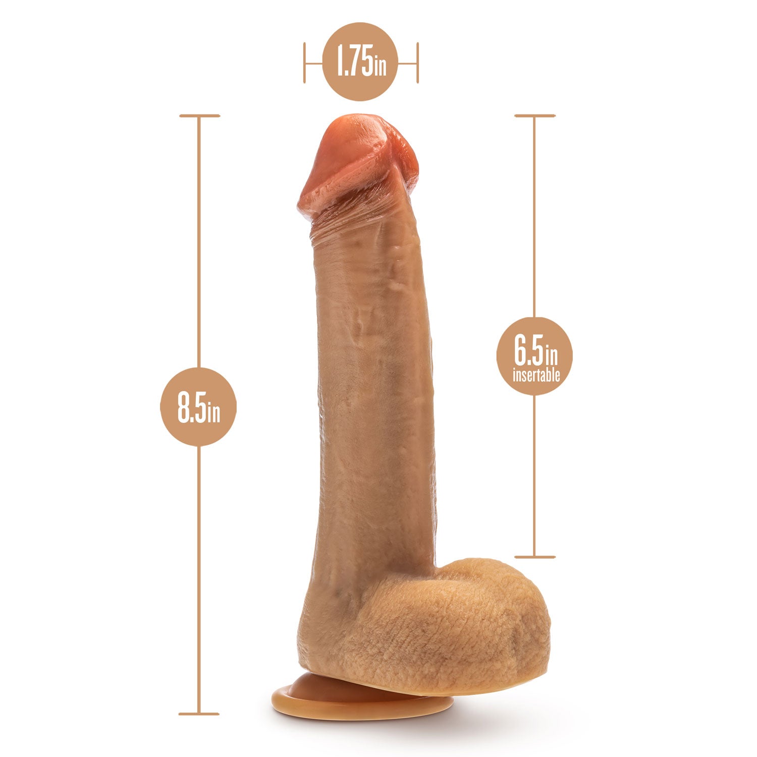 Dr Phillips 8.5 Inch Tan Silicone Thrusting Dildo with Remote DONGS Thrusting