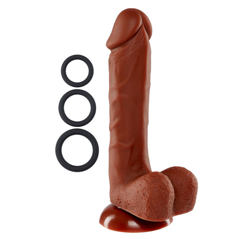 Cloud 9 Premium Silicone 8 Inch Dong with Three Cock Rings Dongs Realistic