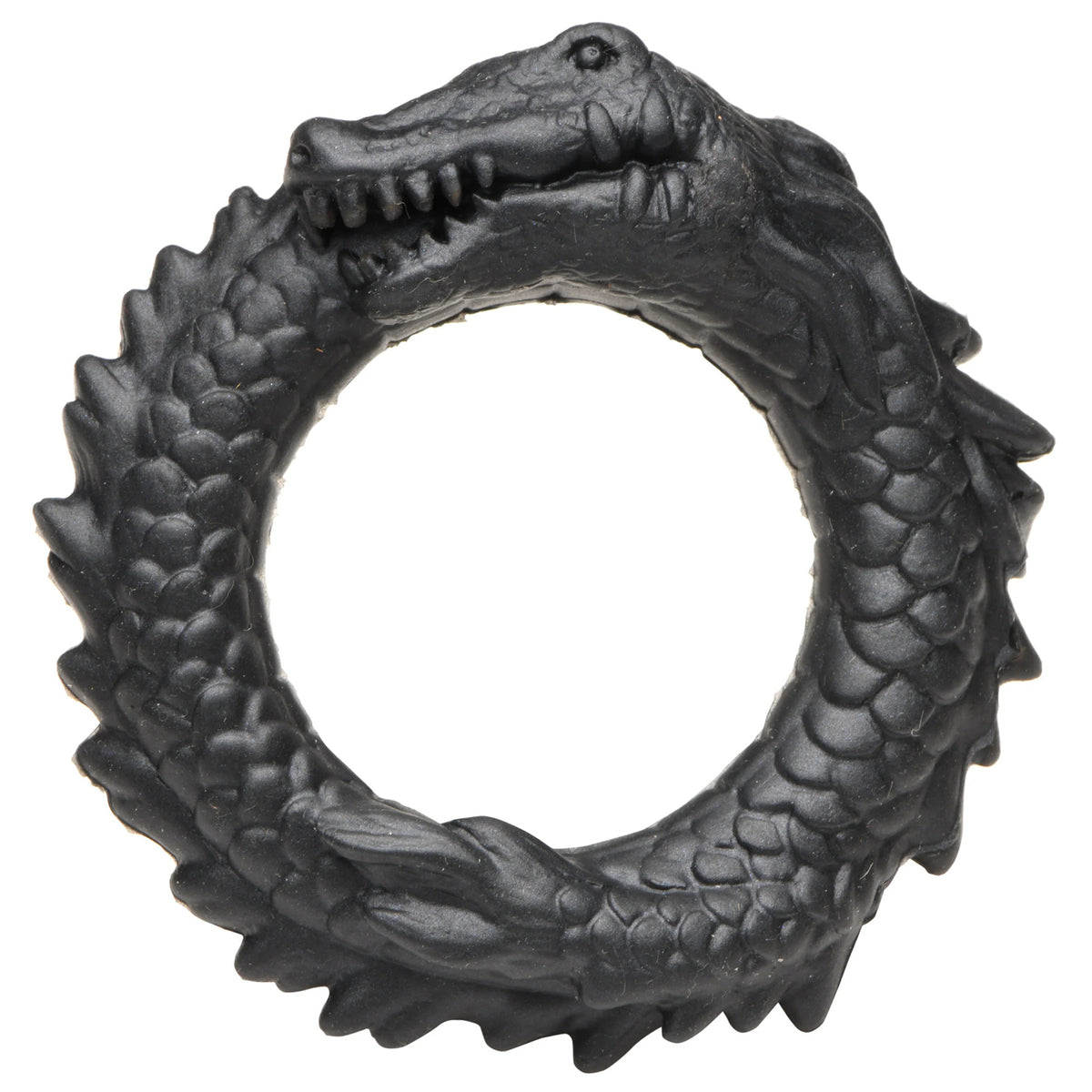 Black Caiman Silicone Cock Ring With Ridges And Stretch Fit > Cock Ring > Single