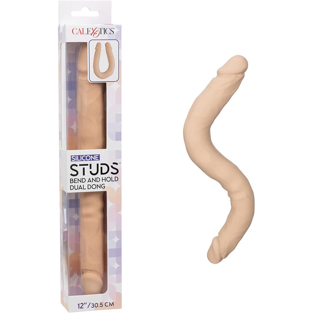 Silicone Studs Bend and Hold Dual Dong (Ivory) – 12 Inch Silicone Dildo Ivory > Dildos > Double Dildos