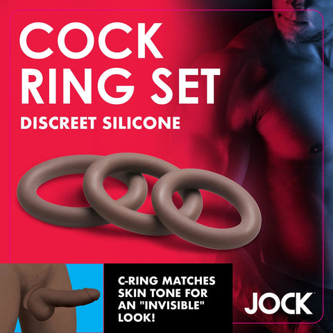 Jock Silicone Cock Ring Set Medium 3 Sizes Phthalate Free COCK RING Set