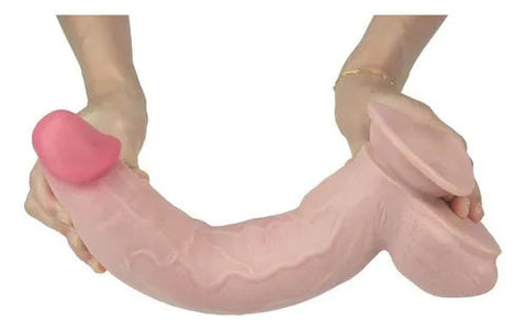 Real Skin 12 Inch Dual Layer Light Brown – Lifelike Dual Density Dildo > Dildos > Large Dildos