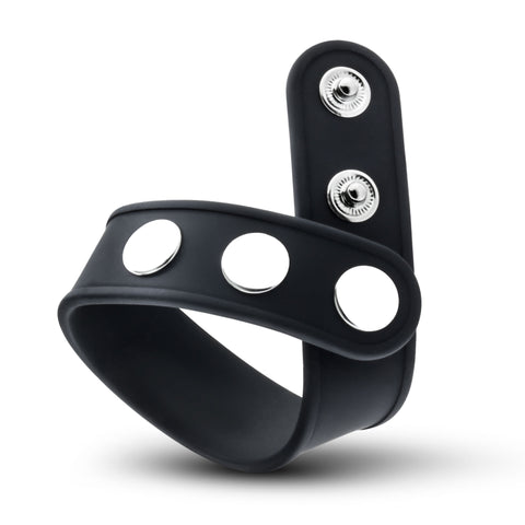 Blush Silicone Adjustable 3-Snap Cock Strap Black Ring COCK RING Set
