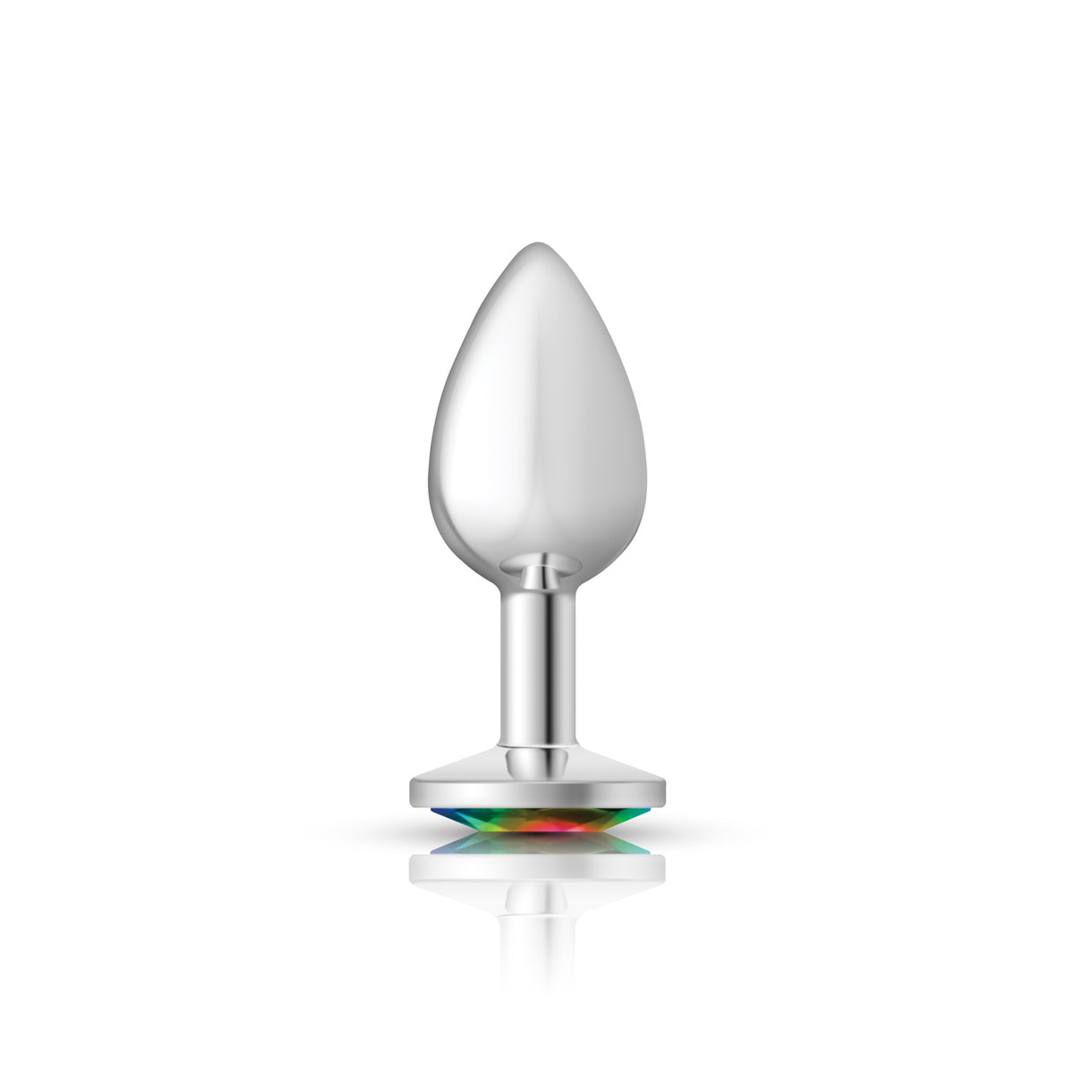 Cheeky Charms Silver Round Butt Plug with Rainbow Jewel Small (6.78cm) > Anal Range > Jewel Butt Plugs
