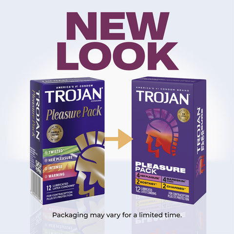 Trojan Pleasure Pack Condom Variety 12 Pack for Intimacy Condoms
