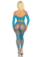 Rhinestone Fishnet Crop Top and Footless Tights Lingerie Set > Clothes > Lingerie Sets