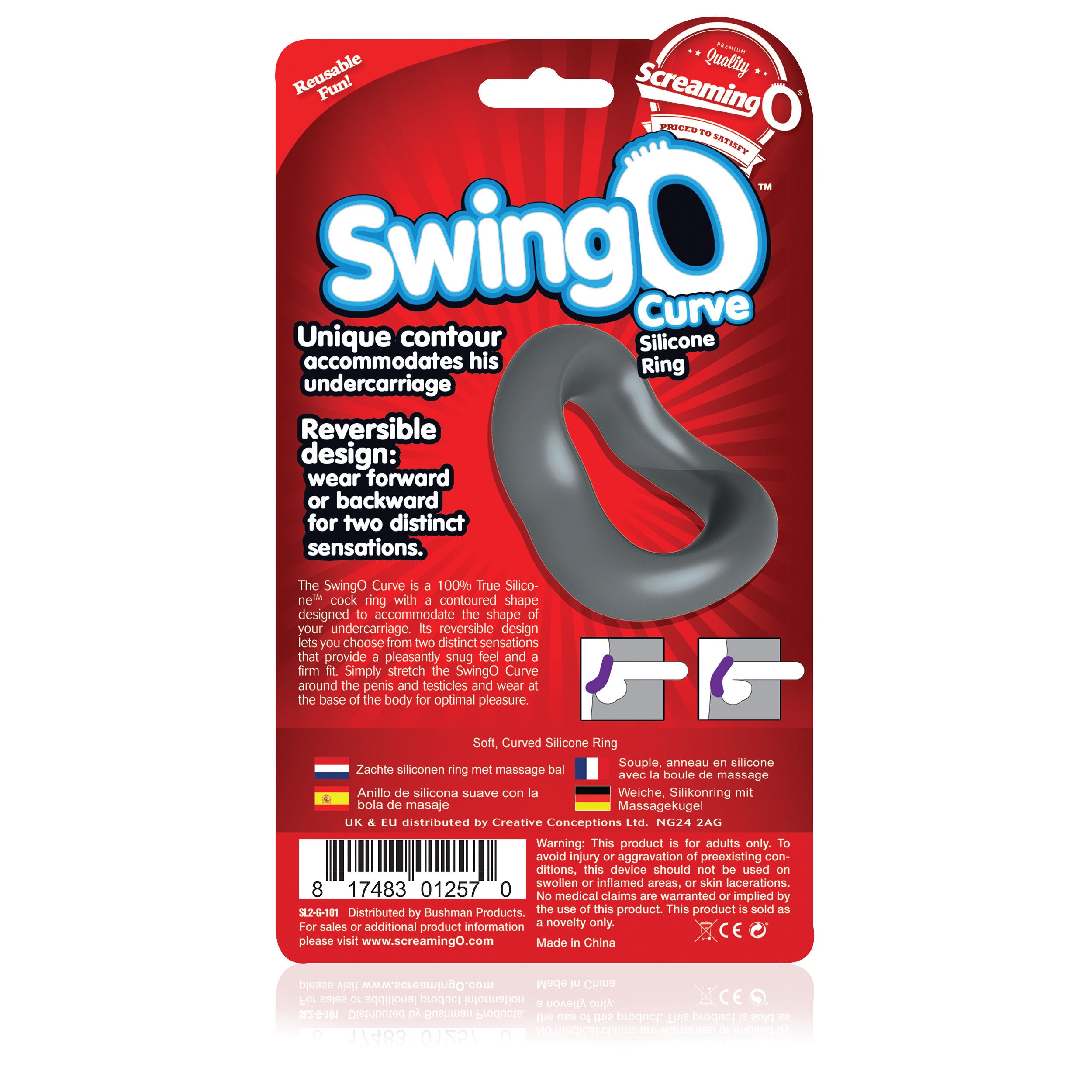 Swingo Curve (Grey) – Reversible Flexible Cock Ring Cockrings