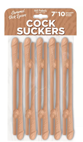 Caramel Colored Novelty Pecker Straws for Adult Parties Tan Bachelor & Bachelorette Items