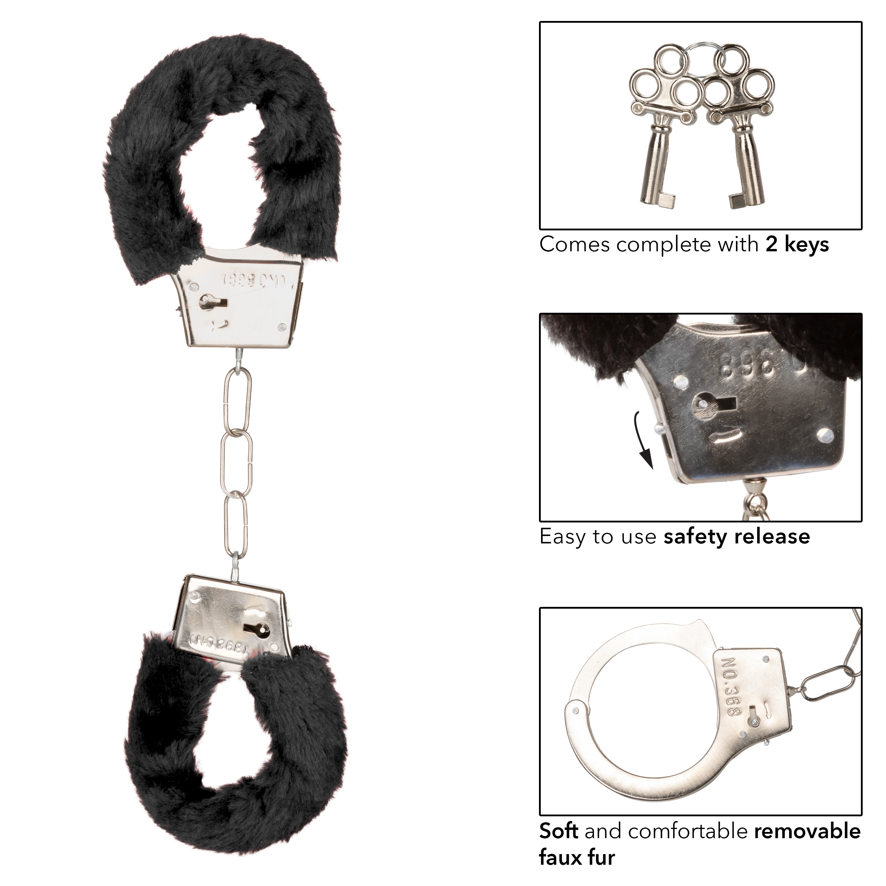 Playful Furry Cuffs (Black) – Adjustable Faux Fur Handcuffs > Bondage Gear > Handcuffs