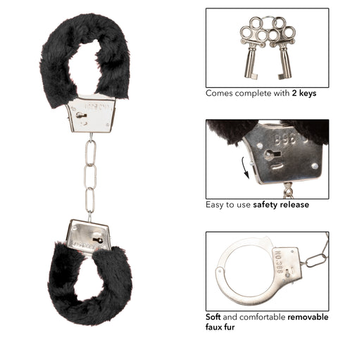 Playful Furry Cuffs (Black) – Adjustable Faux Fur Handcuffs > Bondage Gear > Handcuffs