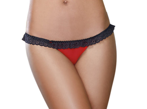 Sexy Large Red and Black Lace Trim Bikini Panty for Women Panties