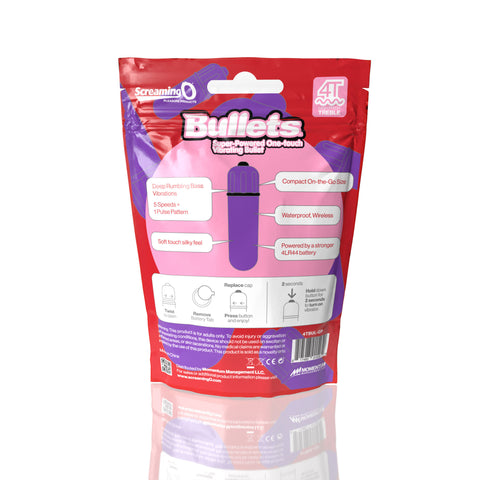 Screaming O 4T Bullet Vibrator Grape Purple Compact Waterproof 5-Speed Plus Pulse Purple BULLETS