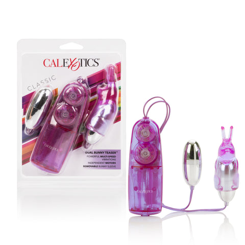 Dual Bunny Teaser Purple Clitoral Vibrator With Remote Control BULLETS