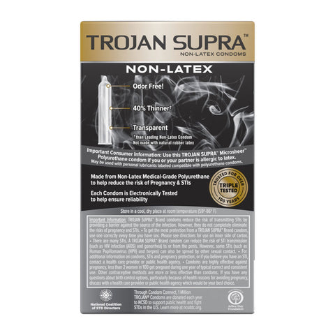 Trojan Supra Bareskin Non-Latex Ultra Thin Condoms 6 Pack Condoms