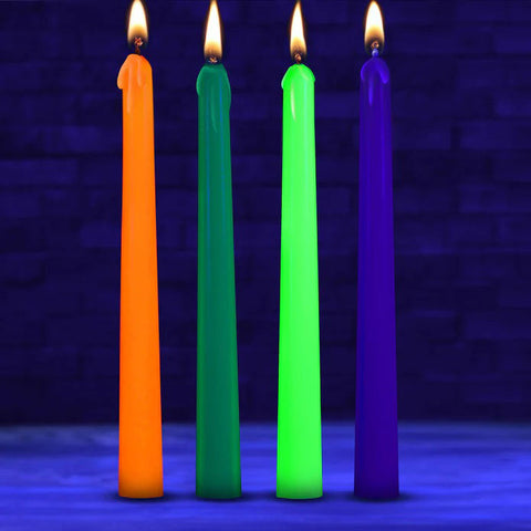 Glow Wax UV Blacklight Reactive Drip Candles Set of 4 – Massage Candles Drip Candles