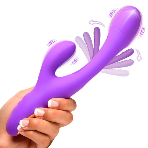 Tri-Flick Silicone Rabbit Vibrator Rechargeable Purple Toy VIBRATORS-RABBIT