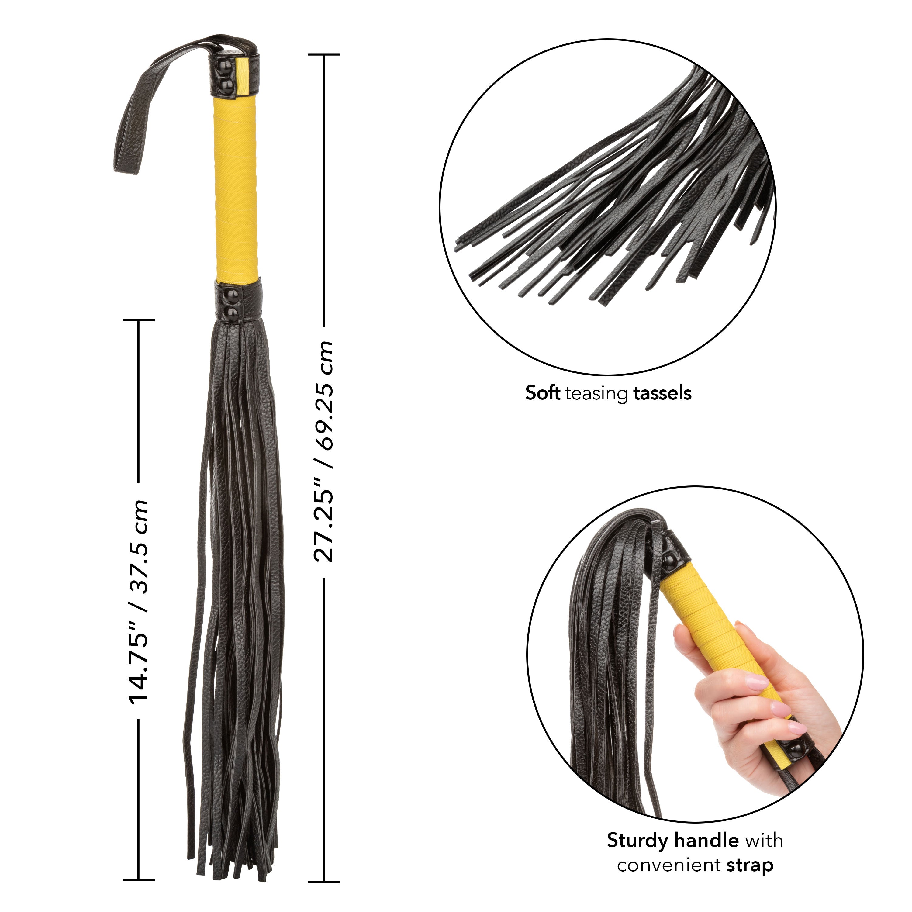 Boundless Flogger Vegan Leather BDSM Hand Whip with Textured Handle and Black Tassels Whips & Paddles