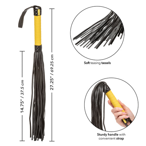 Boundless Flogger Vegan Leather BDSM Hand Whip with Textured Handle and Black Tassels Whips & Paddles