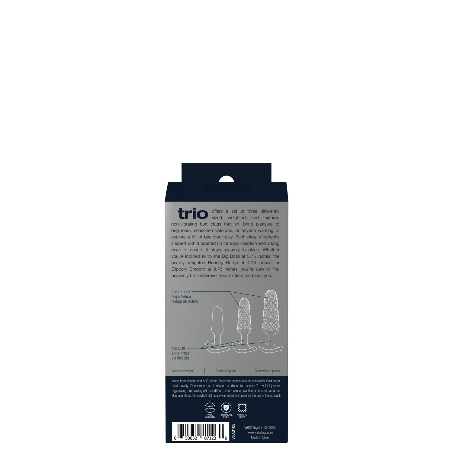 Trio Non Vibrating Butt Plug Set Blue Three Sizes > Anal Range > Butt Plug Kits