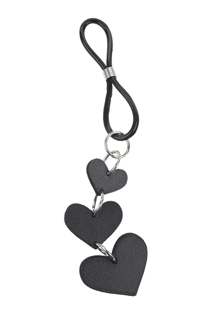 Heart Nipple Ties Black Faux Leather Sensual Adult Accessory Secondary image