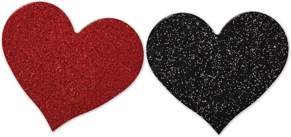 Heart Shape Glitter Pasties in Red and Black > Clothes > Pasties